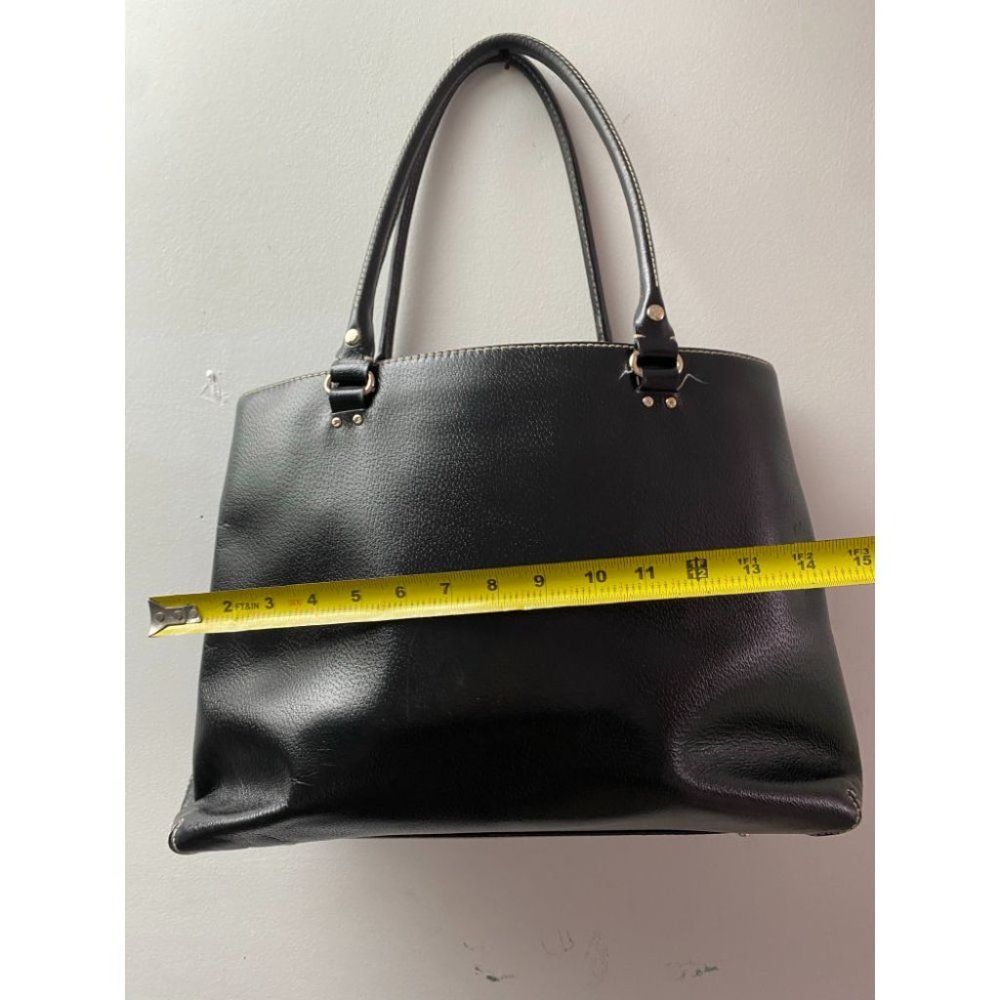 KATE SPADE Black Large Leather Tote Good Condition_6